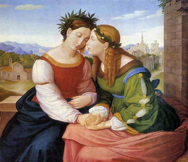 Friedrich Johann Overbeck Italia and Germania after oil painting image